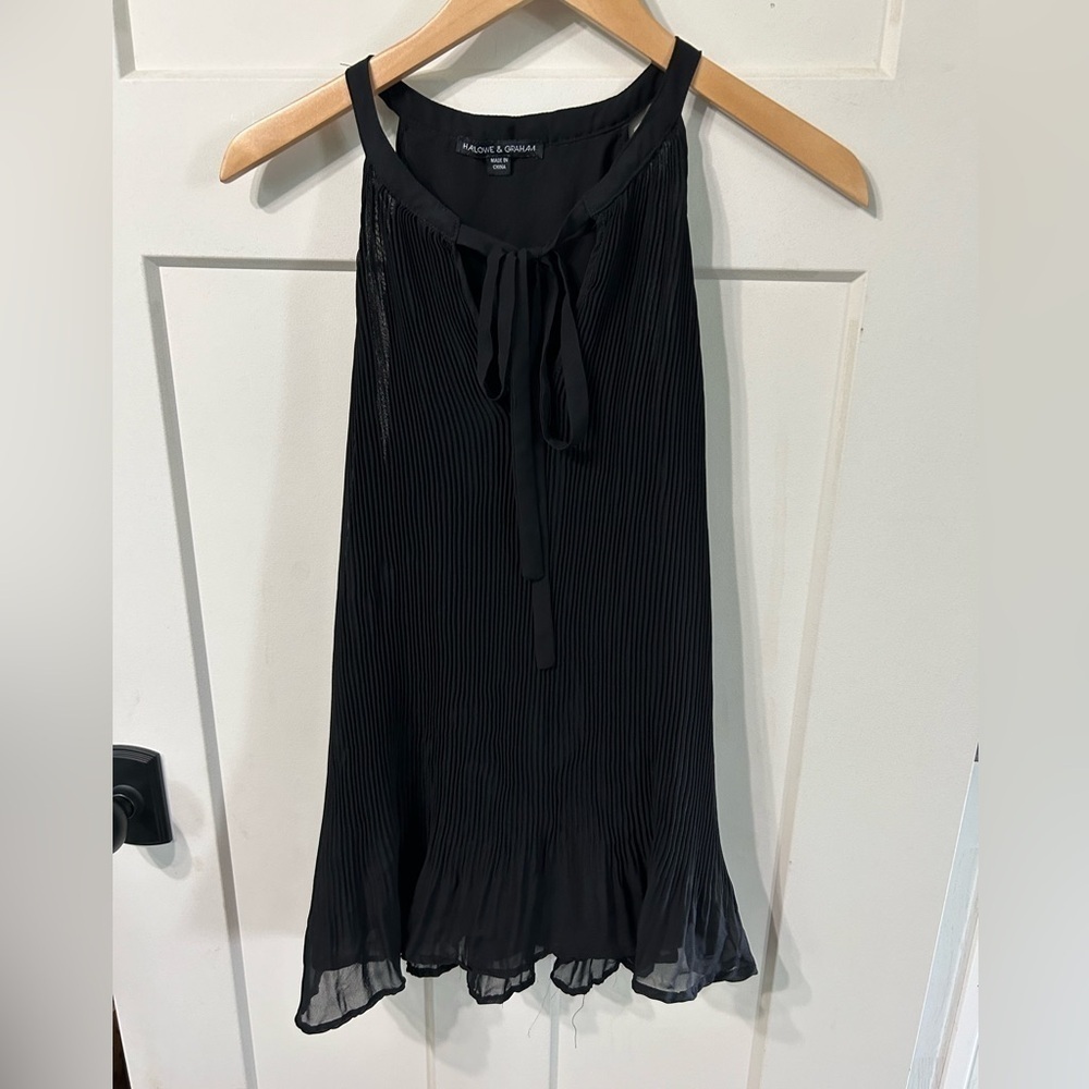 Harlowe & Graham sheer black flowy tank top with lining